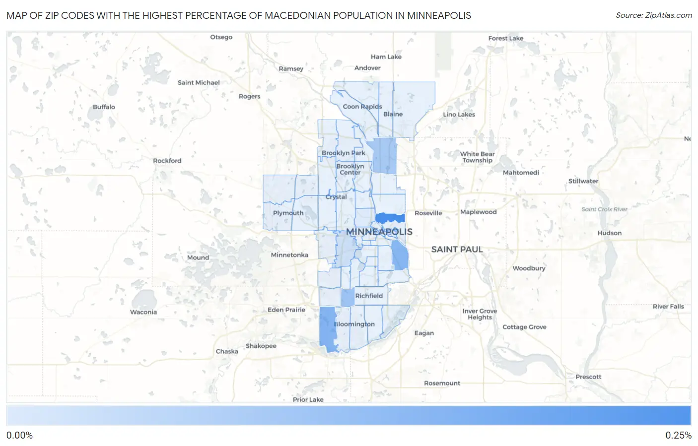 Zip Codes with the Highest Percentage of Macedonian Population in Minneapolis Map