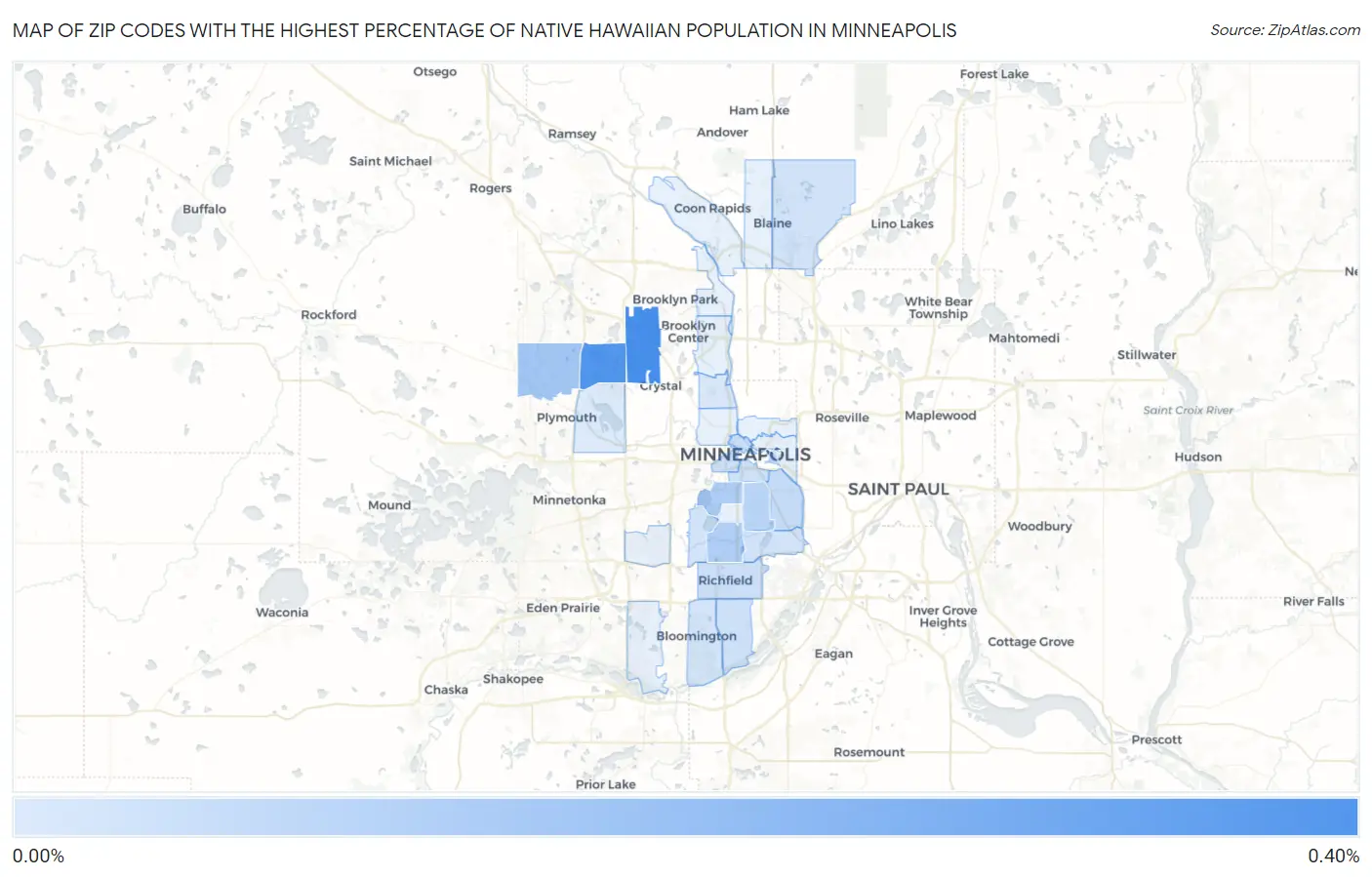 Zip Codes with the Highest Percentage of Native Hawaiian Population in Minneapolis Map