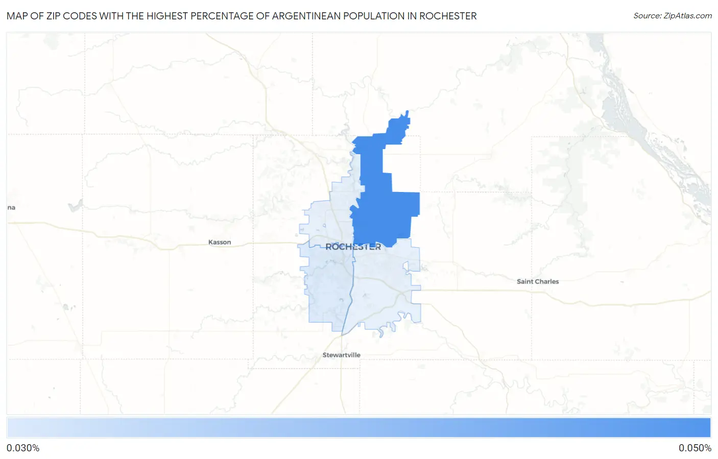 Zip Codes with the Highest Percentage of Argentinean Population in Rochester Map