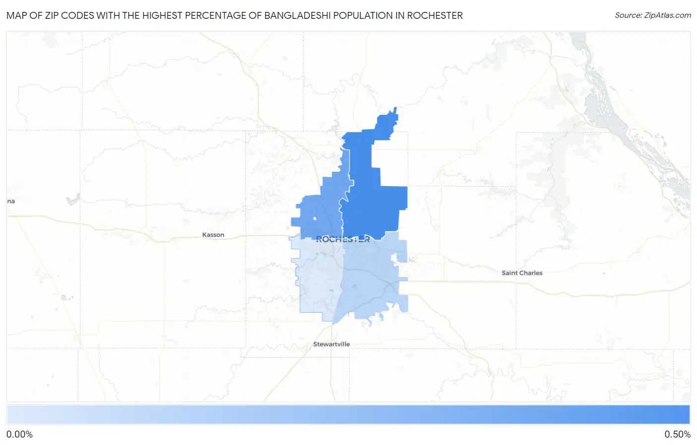 Zip Codes with the Highest Percentage of Bangladeshi Population in Rochester Map