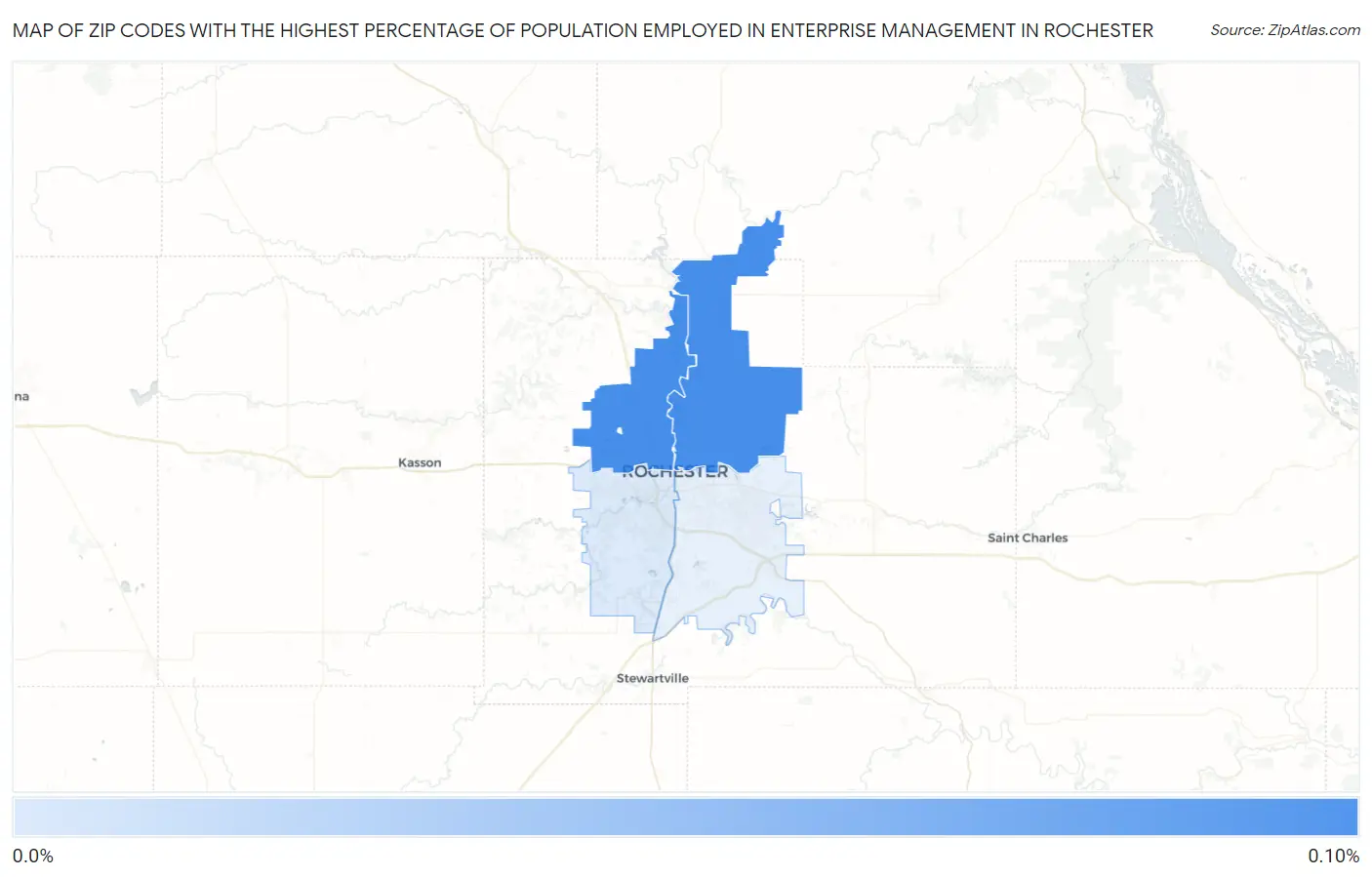 Zip Codes with the Highest Percentage of Population Employed in Enterprise Management in Rochester Map