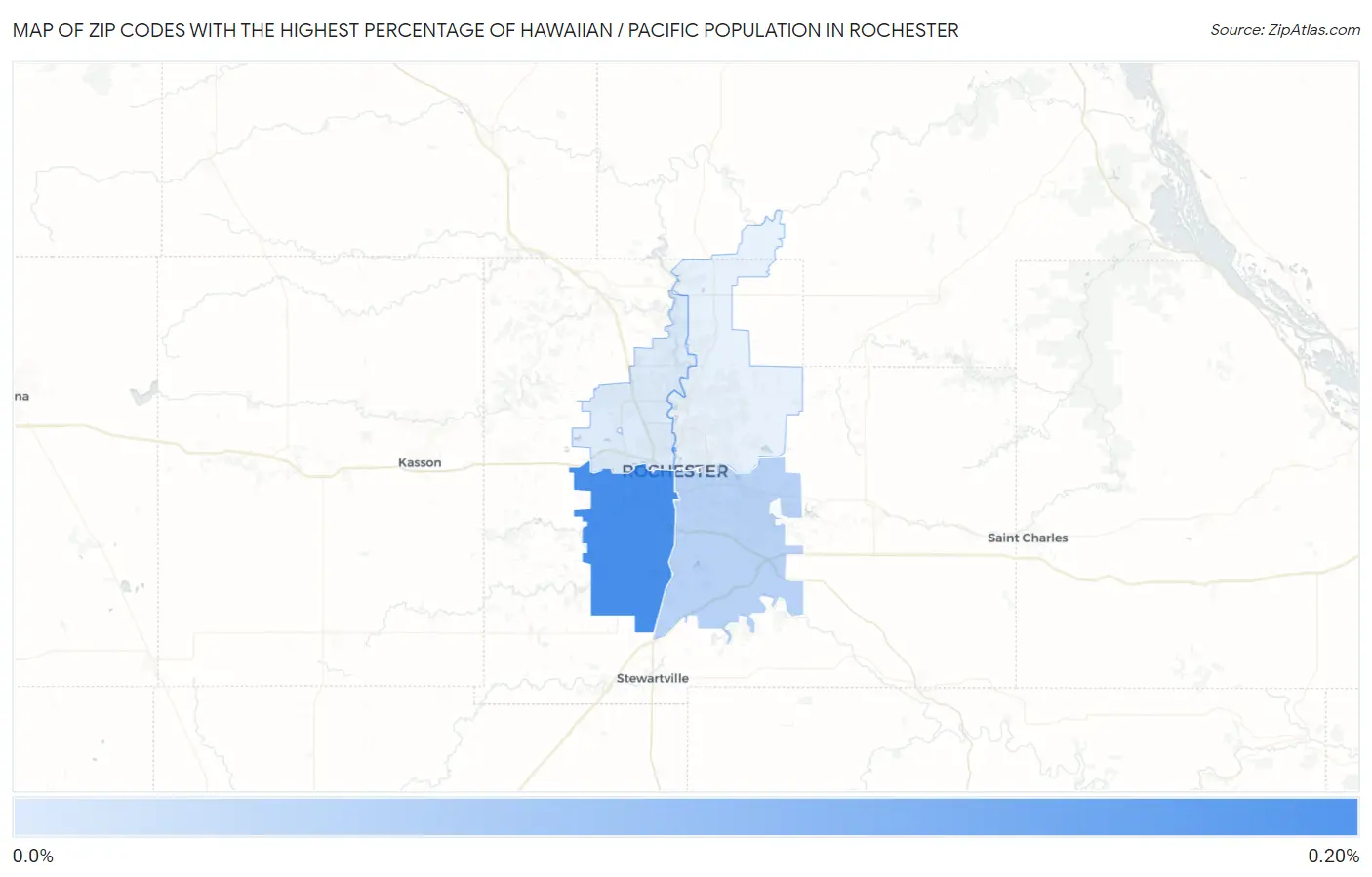 Zip Codes with the Highest Percentage of Hawaiian / Pacific Population in Rochester Map