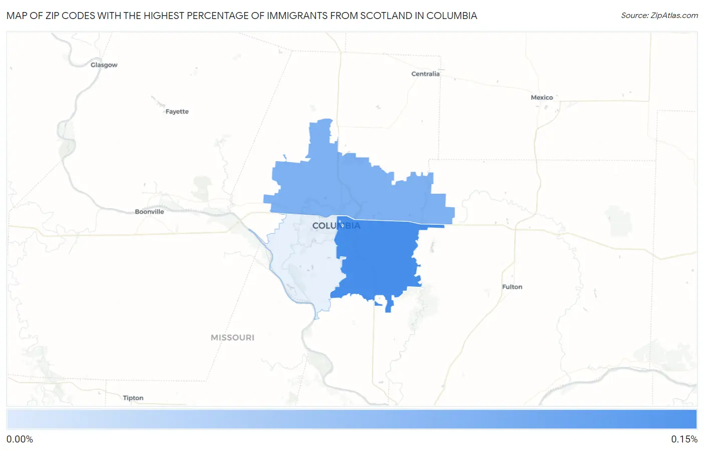 Zip Codes with the Highest Percentage of Immigrants from Scotland in Columbia Map