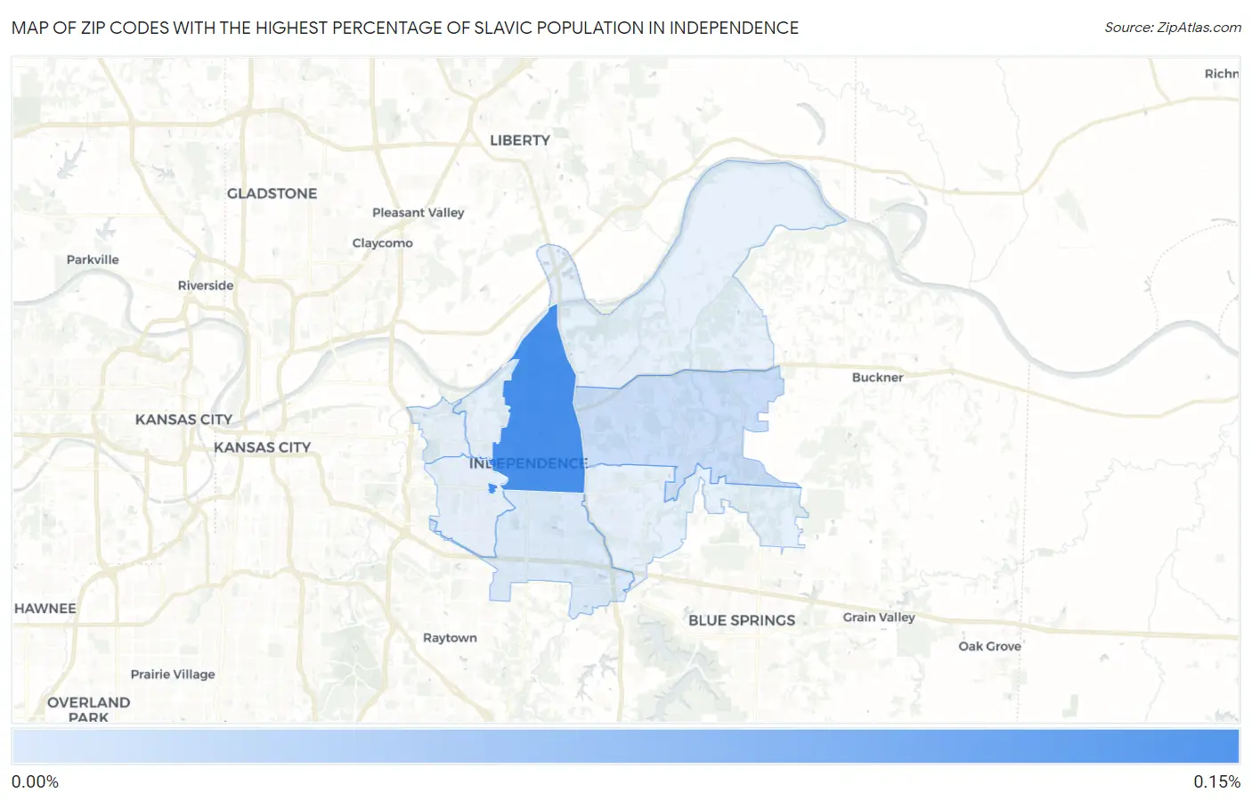 Zip Codes with the Highest Percentage of Slavic Population in Independence Map