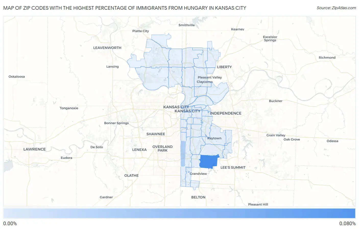 Zip Codes with the Highest Percentage of Immigrants from Hungary in Kansas City Map