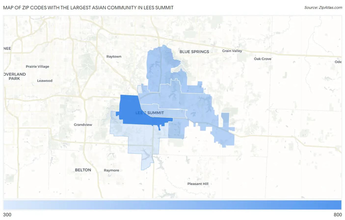 Zip Codes with the Largest Asian Community in Lees Summit Map
