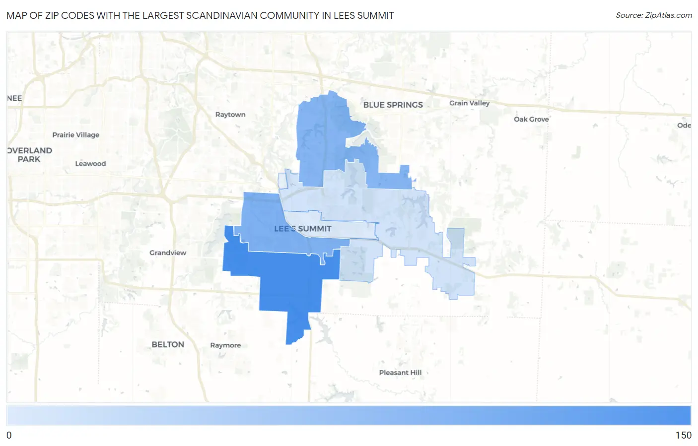 Zip Codes with the Largest Scandinavian Community in Lees Summit Map