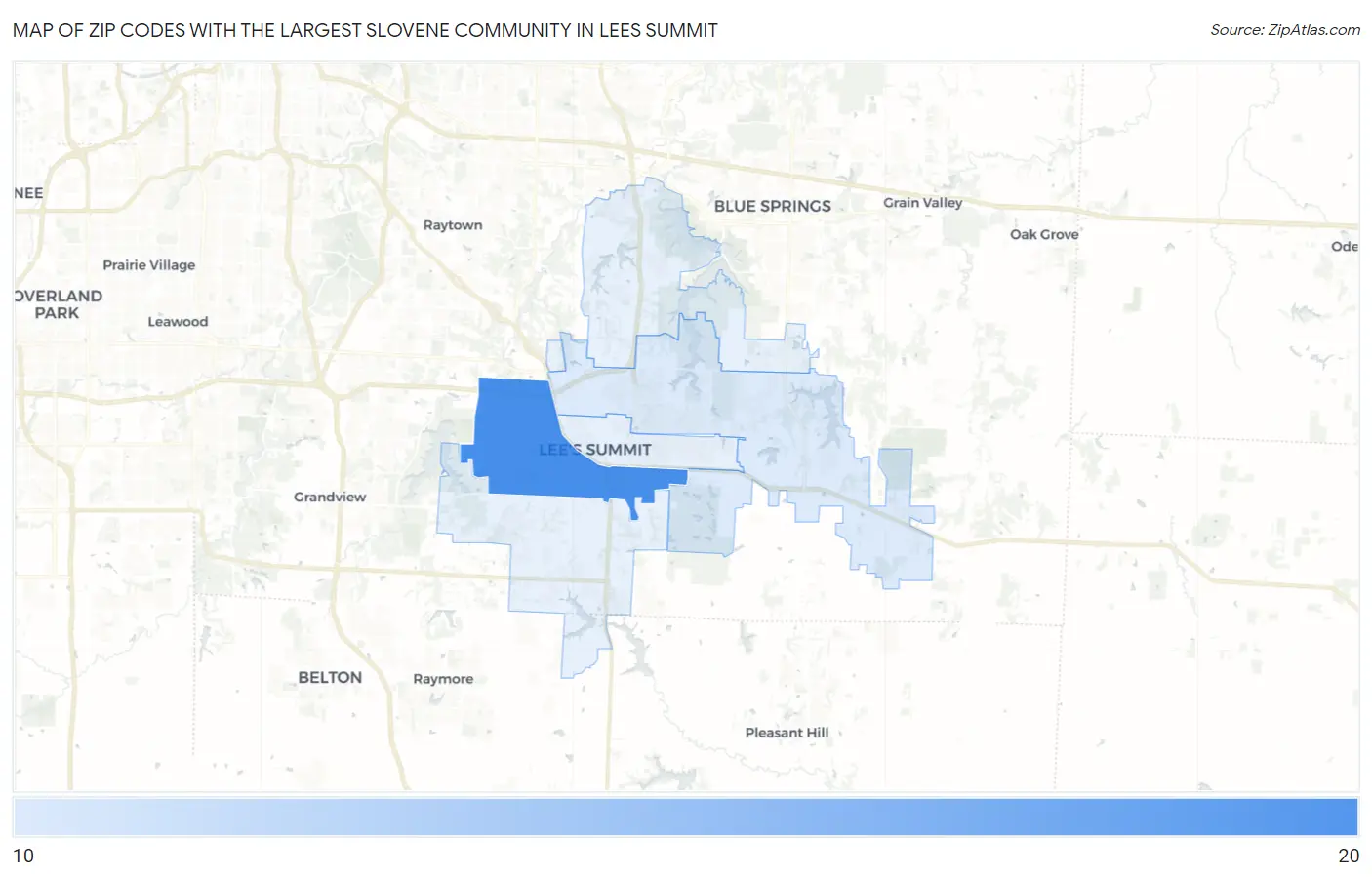Zip Codes with the Largest Slovene Community in Lees Summit Map
