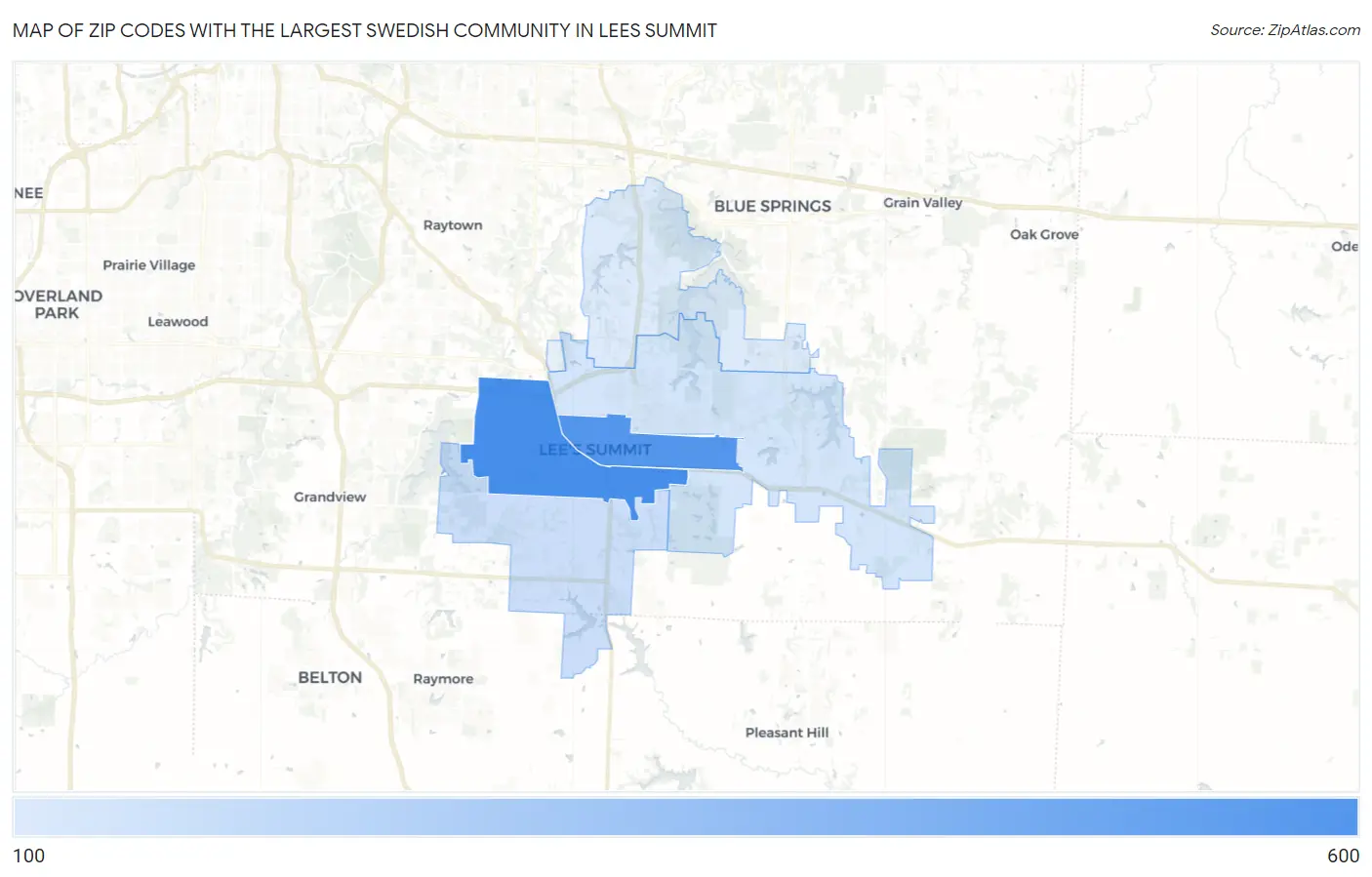 Zip Codes with the Largest Swedish Community in Lees Summit Map