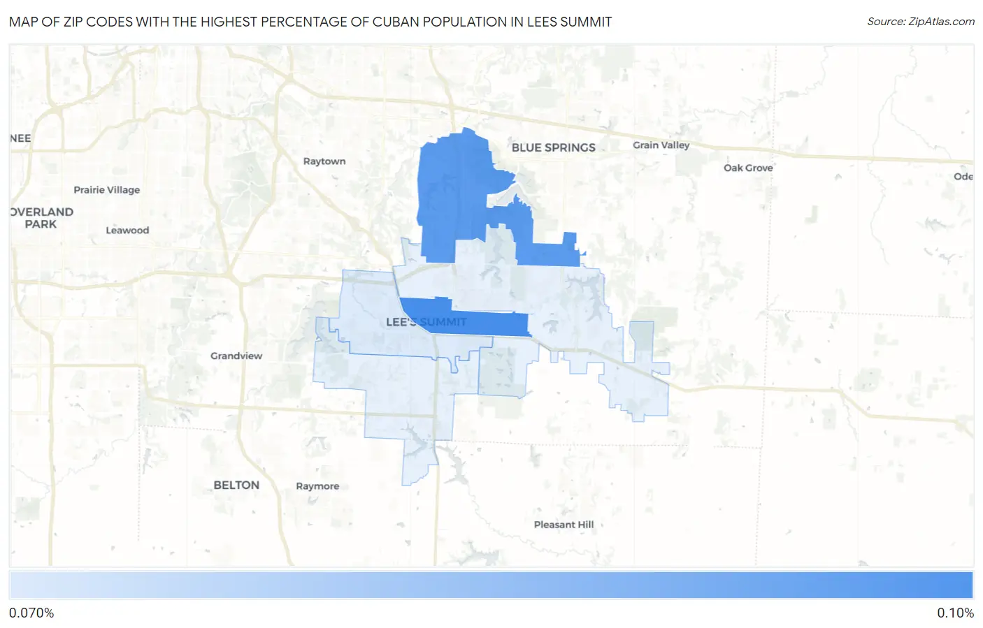 Zip Codes with the Highest Percentage of Cuban Population in Lees Summit Map