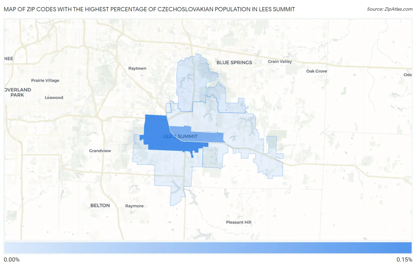 Zip Codes with the Highest Percentage of Czechoslovakian Population in Lees Summit Map