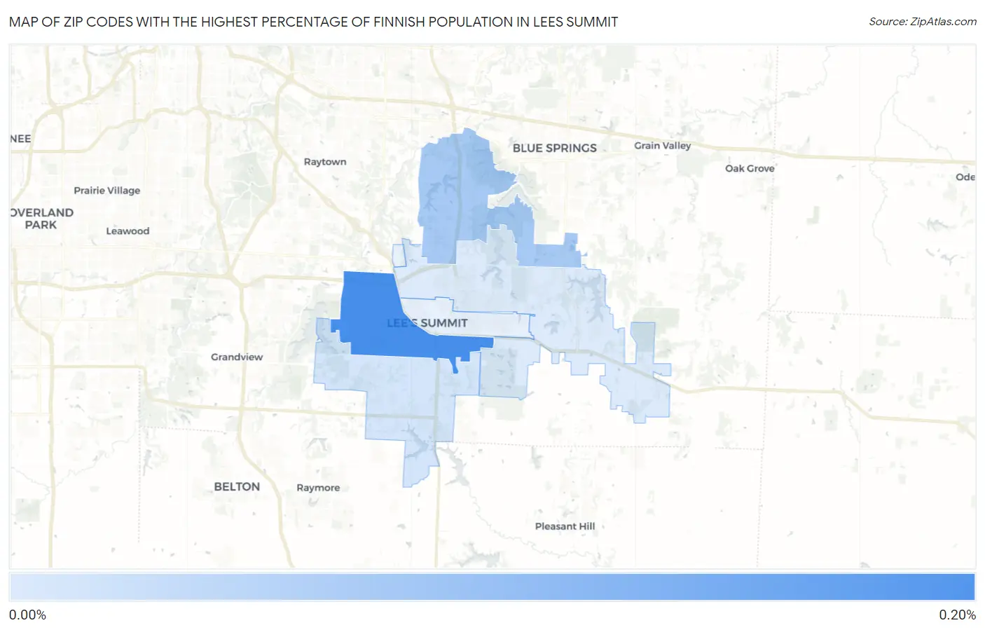 Zip Codes with the Highest Percentage of Finnish Population in Lees Summit Map