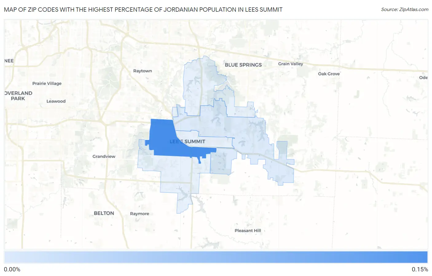 Zip Codes with the Highest Percentage of Jordanian Population in Lees Summit Map