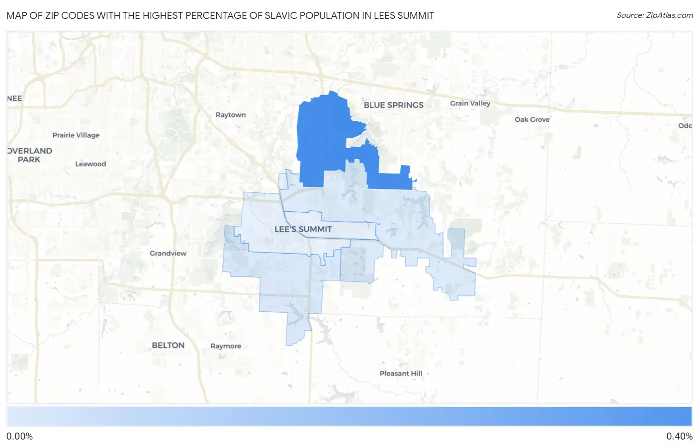 Zip Codes with the Highest Percentage of Slavic Population in Lees Summit Map