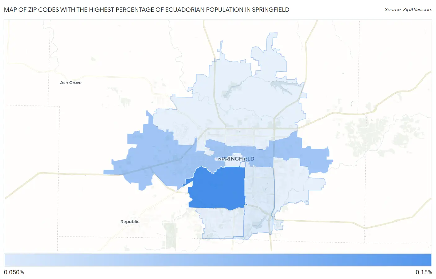 Zip Codes with the Highest Percentage of Ecuadorian Population in Springfield Map