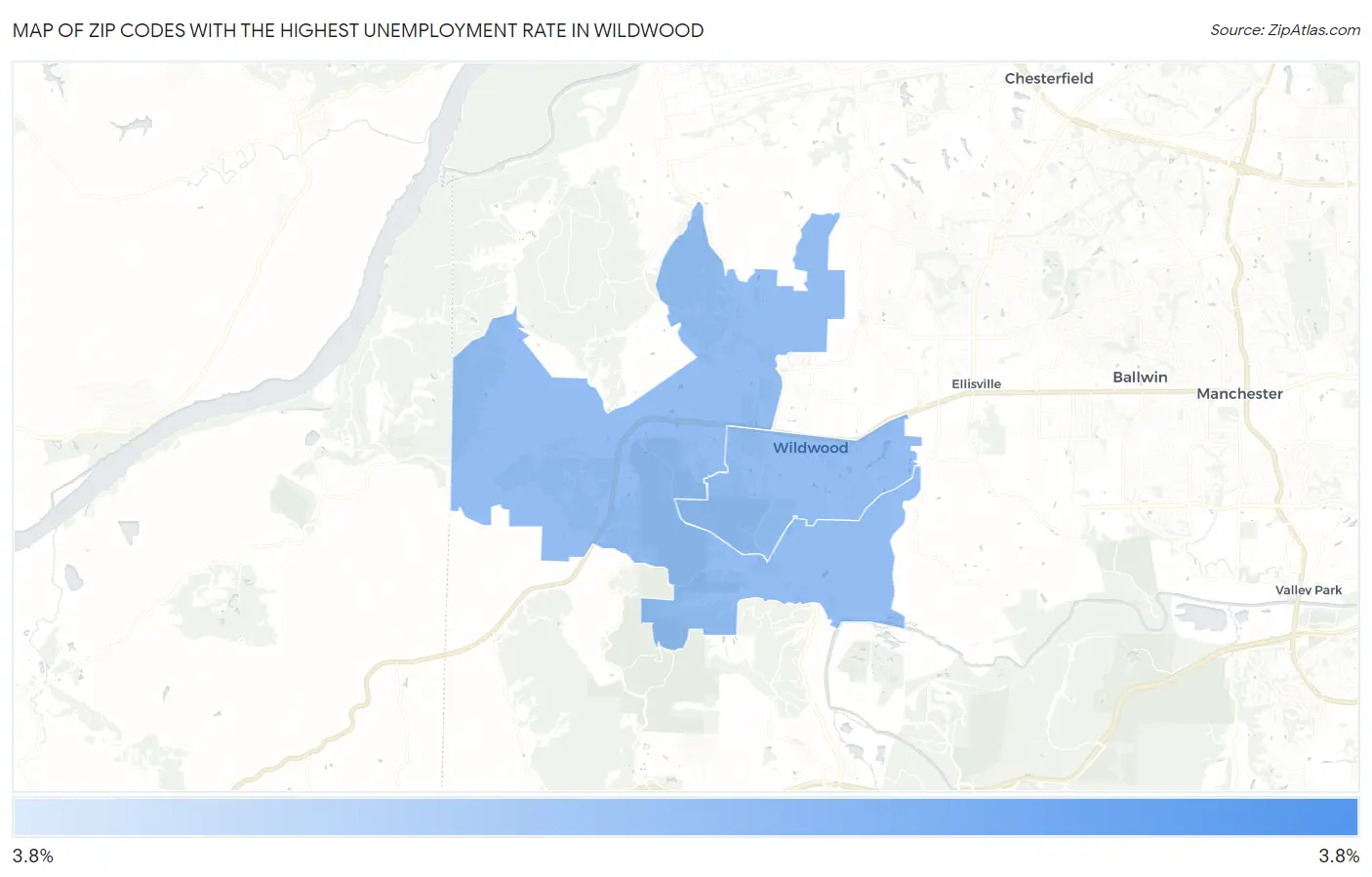 Zip Codes with the Highest Unemployment Rate in Wildwood Map