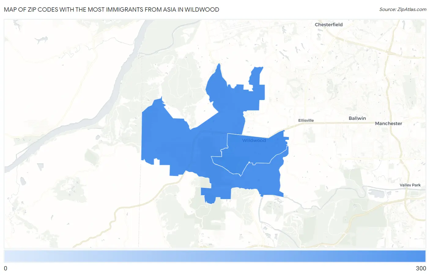 Zip Codes with the Most Immigrants from Asia in Wildwood Map
