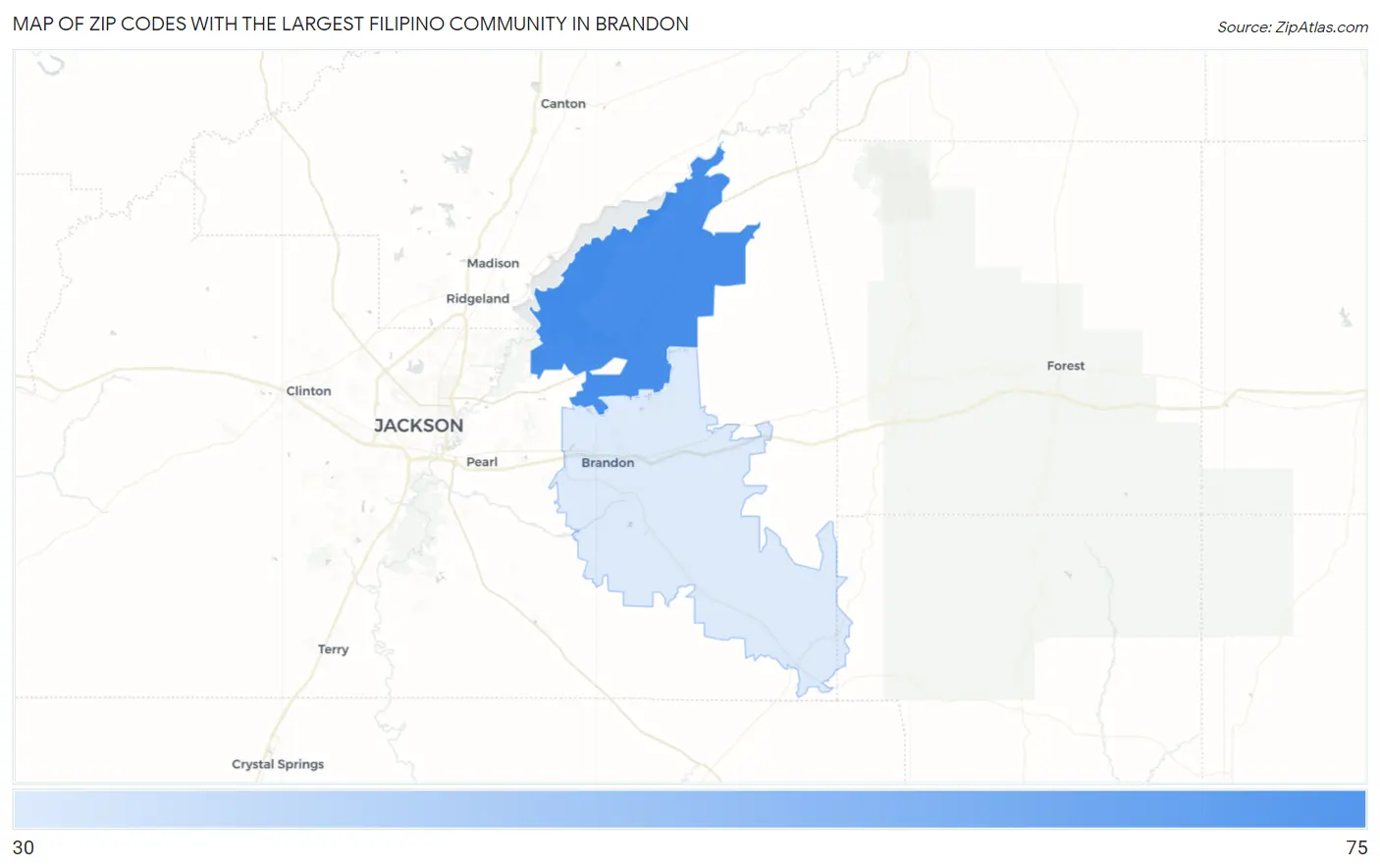 Zip Codes with the Largest Filipino Community in Brandon Map