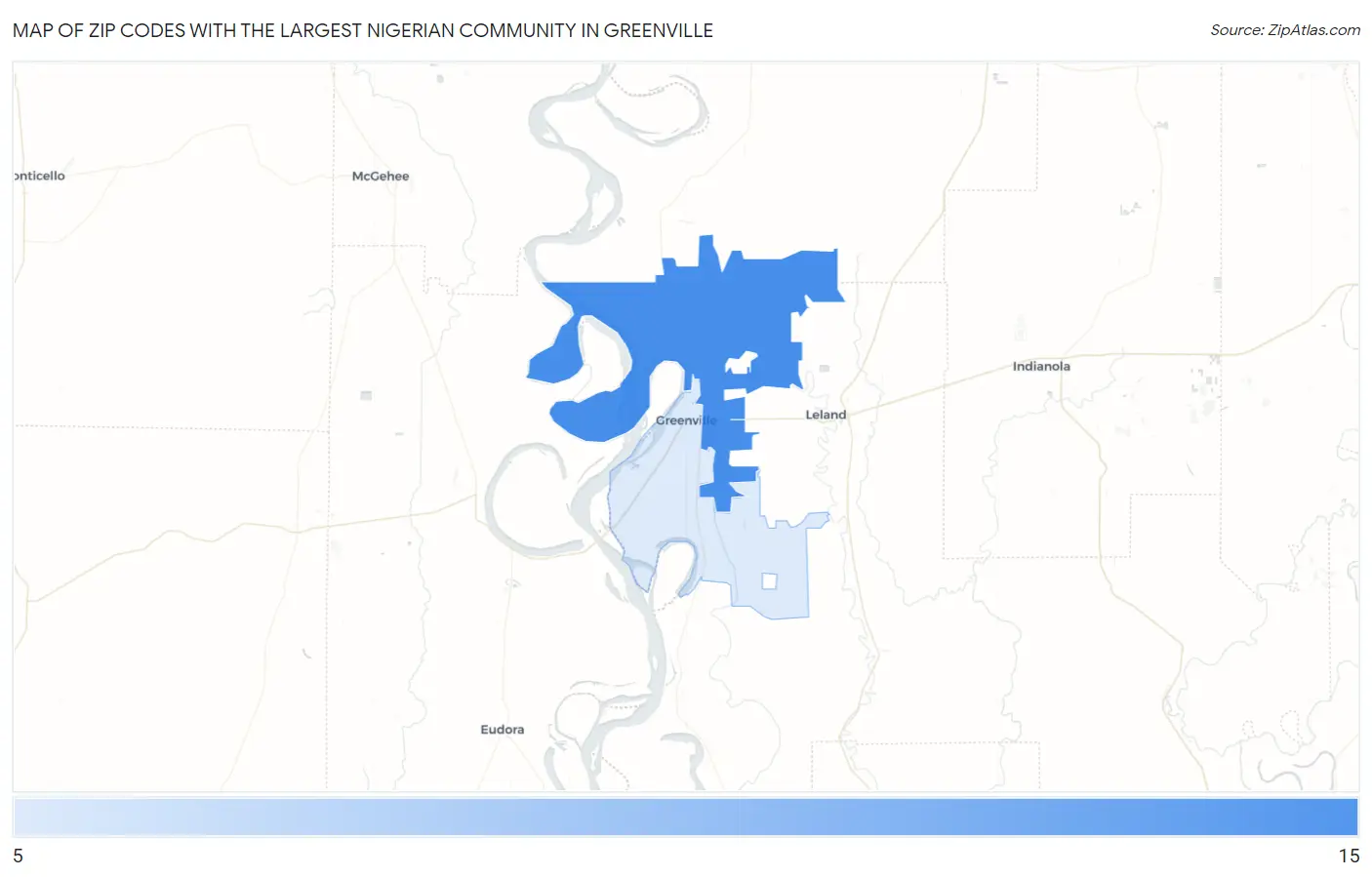 Zip Codes with the Largest Nigerian Community in Greenville Map