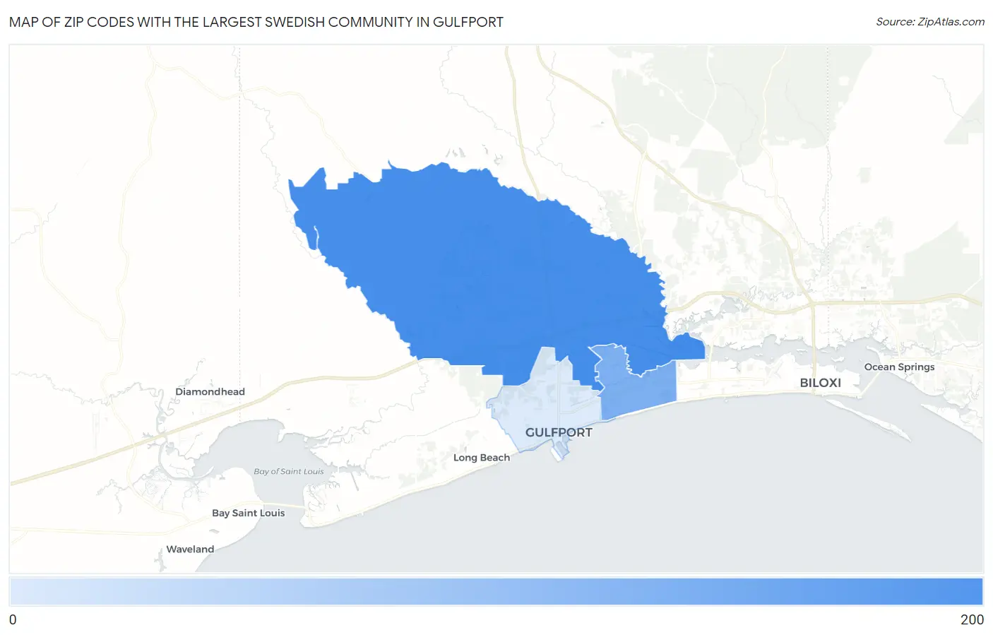 Zip Codes with the Largest Swedish Community in Gulfport Map