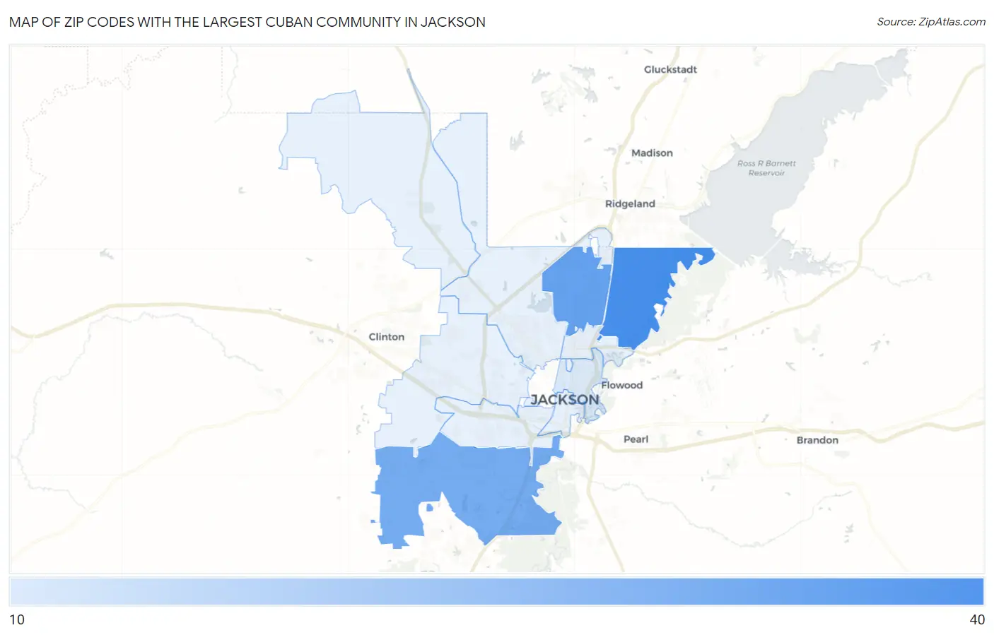 Zip Codes with the Largest Cuban Community in Jackson Map