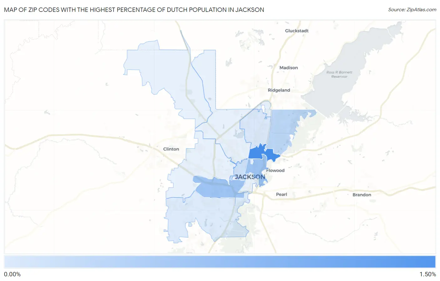 Zip Codes with the Highest Percentage of Dutch Population in Jackson Map