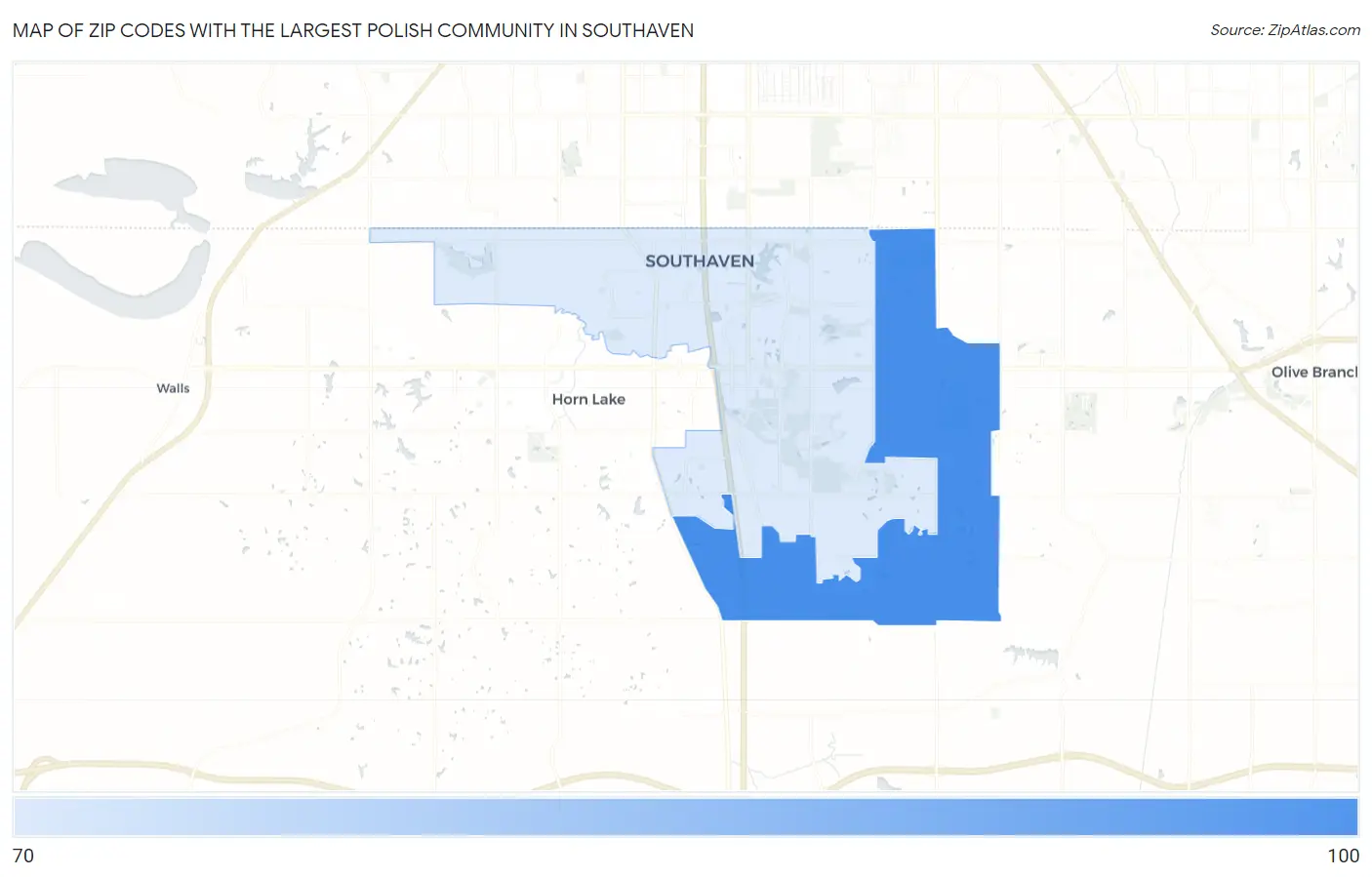 Zip Codes with the Largest Polish Community in Southaven Map