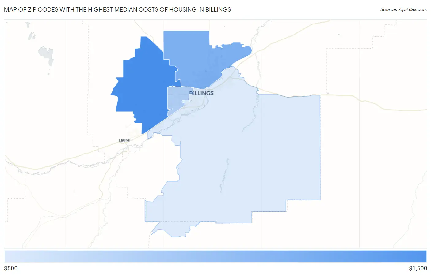 Zip Codes with the Highest Median Costs of Housing in Billings Map