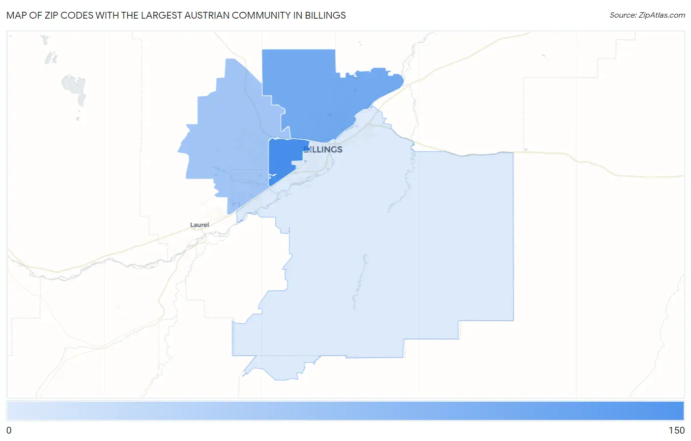 Zip Codes with the Largest Austrian Community in Billings Map