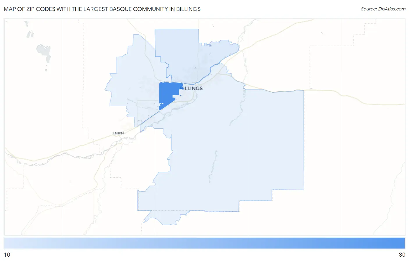 Zip Codes with the Largest Basque Community in Billings Map