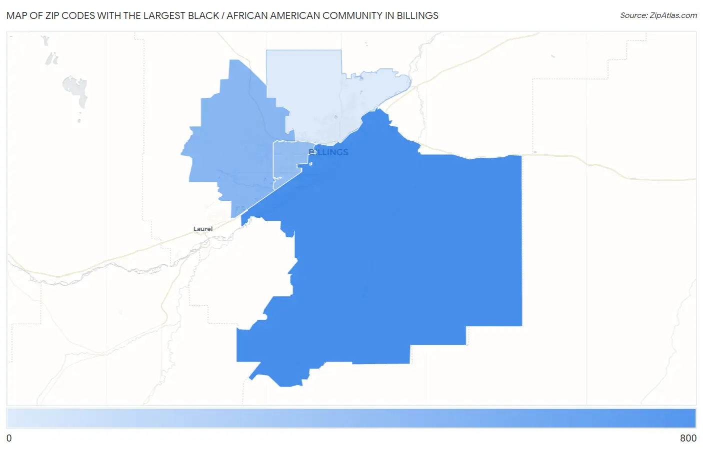 Zip Codes with the Largest Black / African American Community in Billings Map