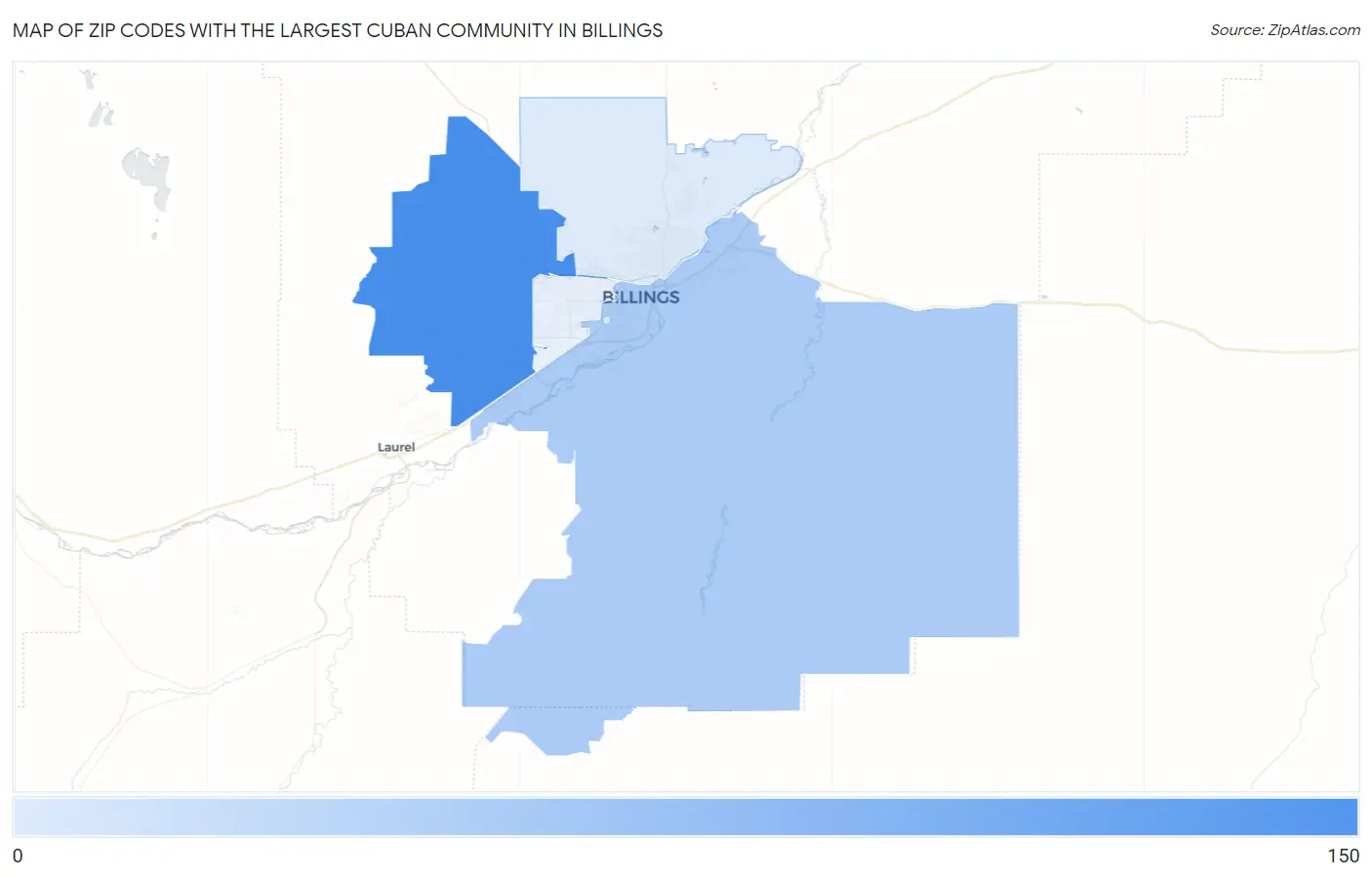 Zip Codes with the Largest Cuban Community in Billings Map