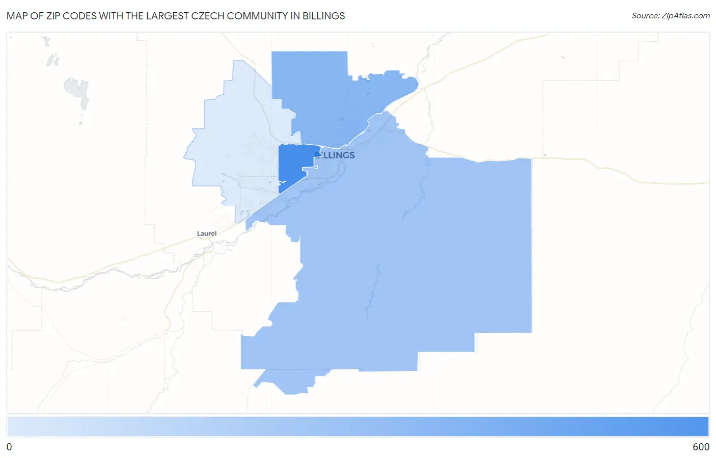 Zip Codes with the Largest Czech Community in Billings Map
