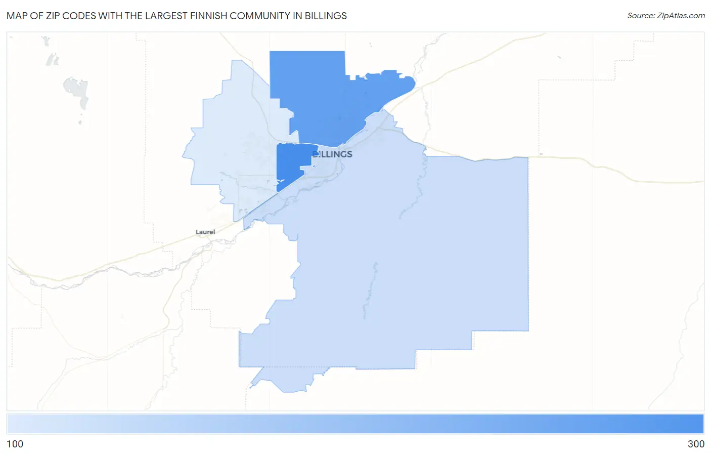 Zip Codes with the Largest Finnish Community in Billings Map
