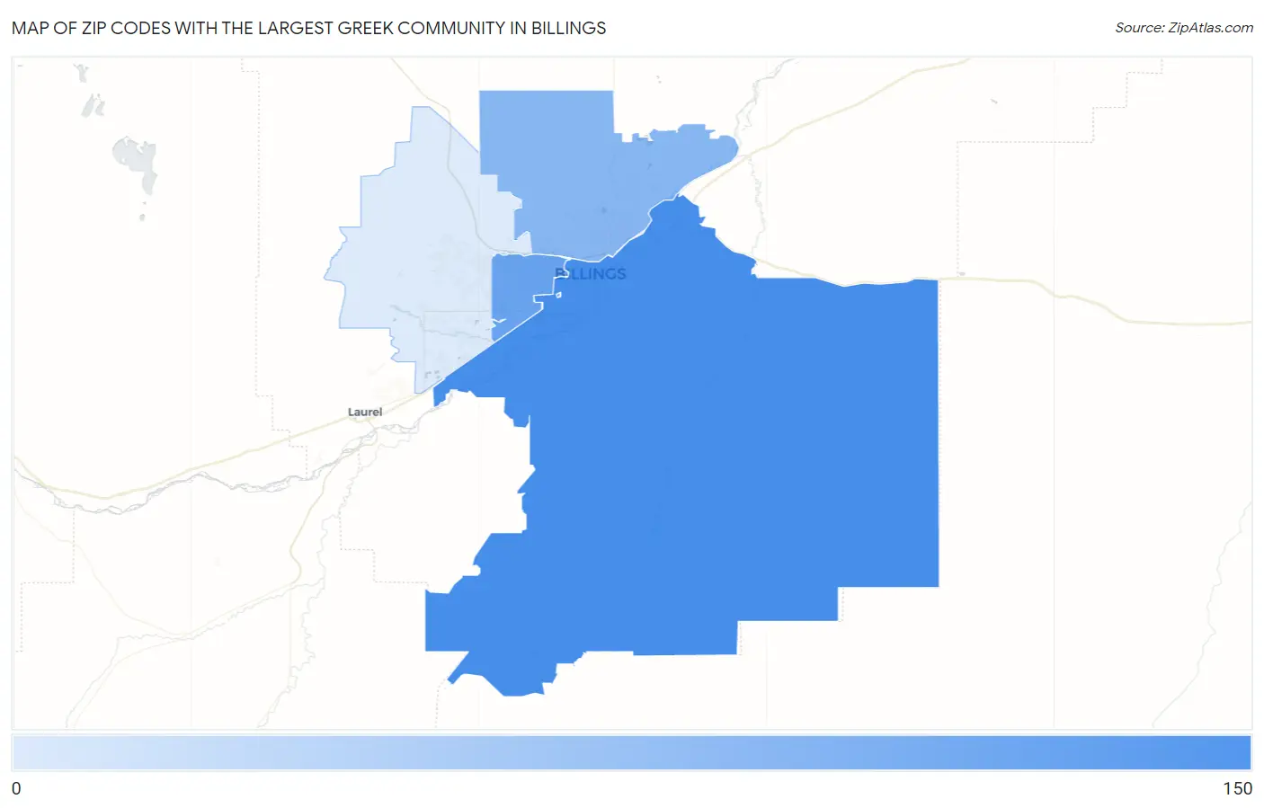 Zip Codes with the Largest Greek Community in Billings Map