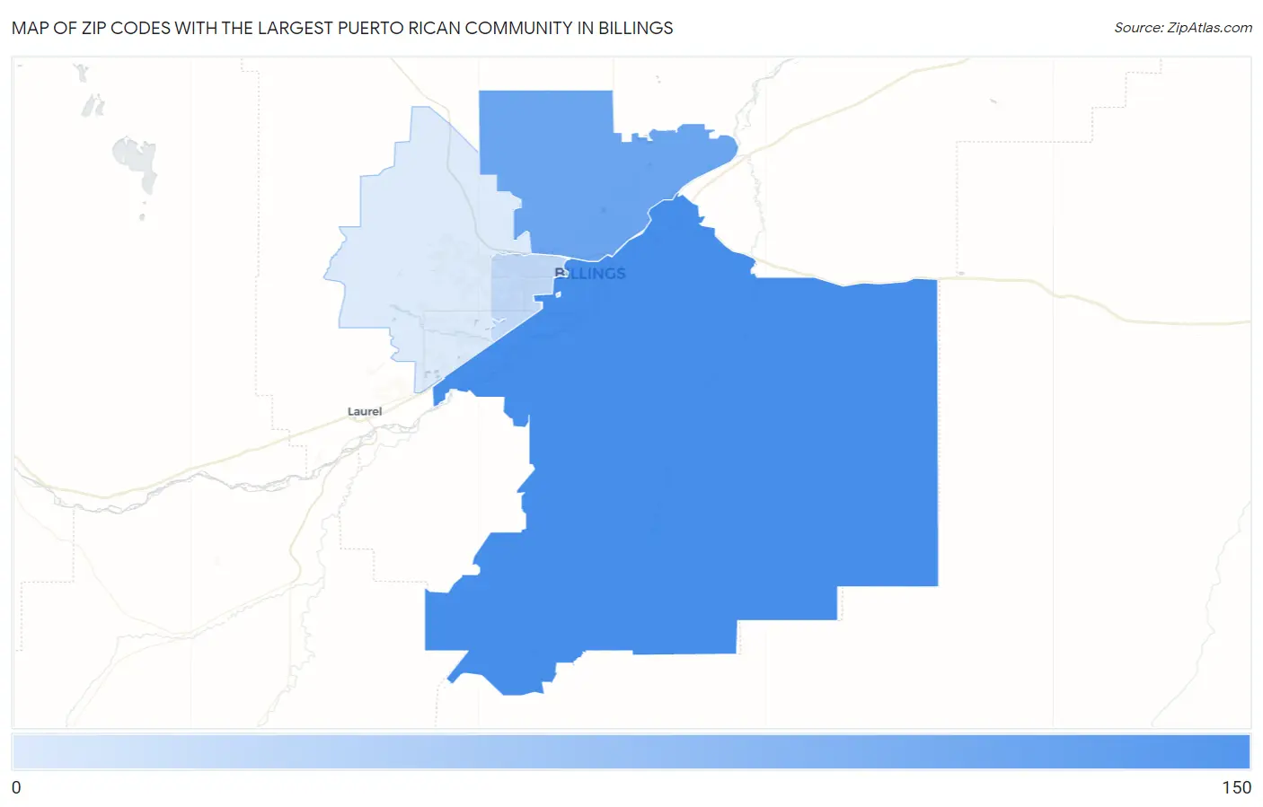 Zip Codes with the Largest Puerto Rican Community in Billings Map