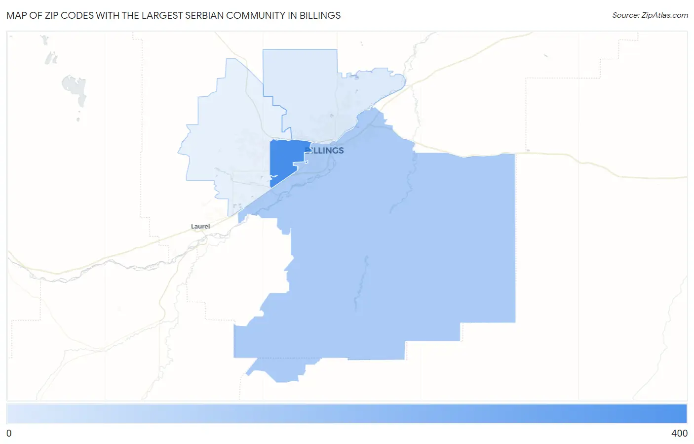 Zip Codes with the Largest Serbian Community in Billings Map