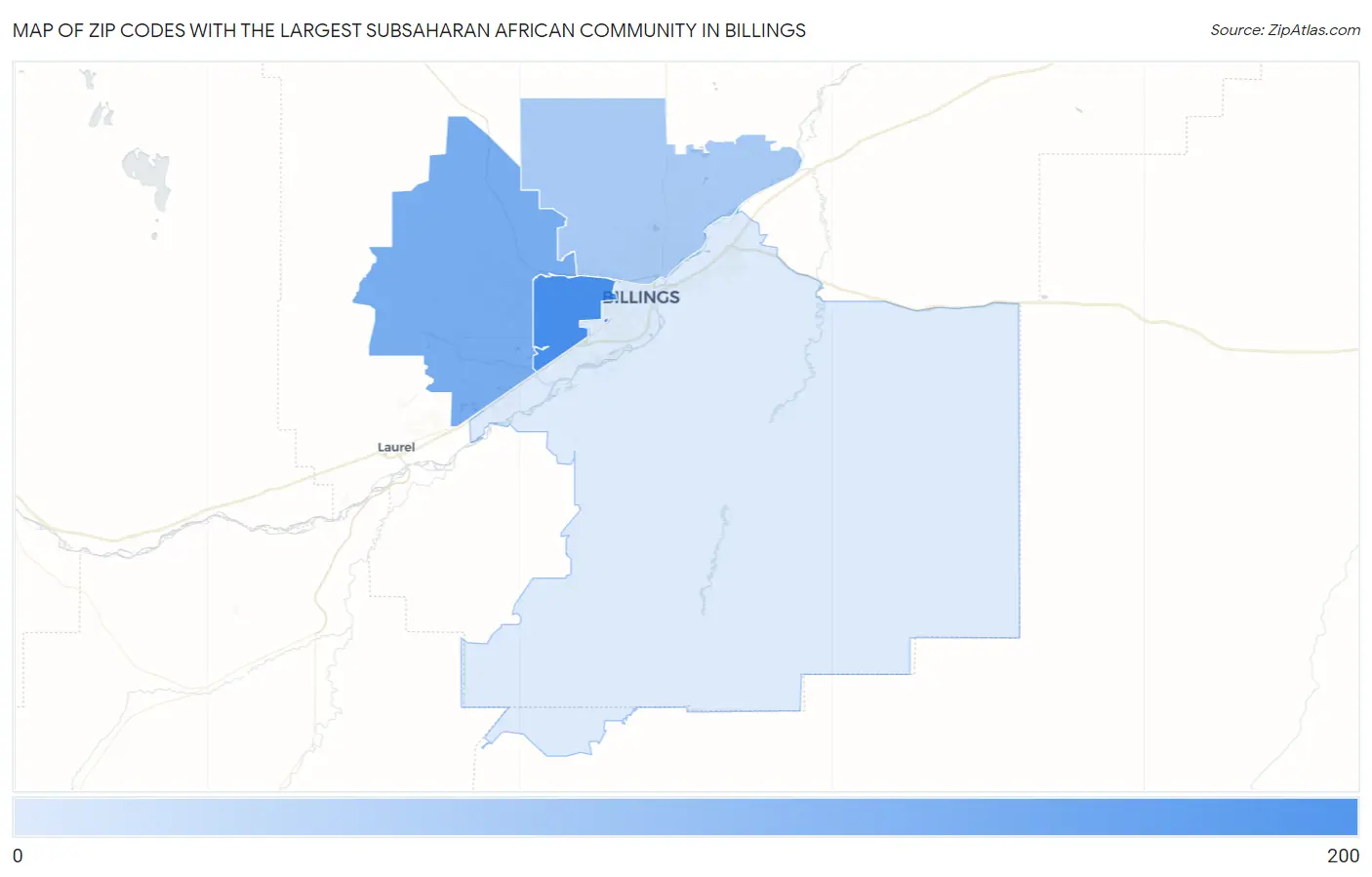 Zip Codes with the Largest Subsaharan African Community in Billings Map