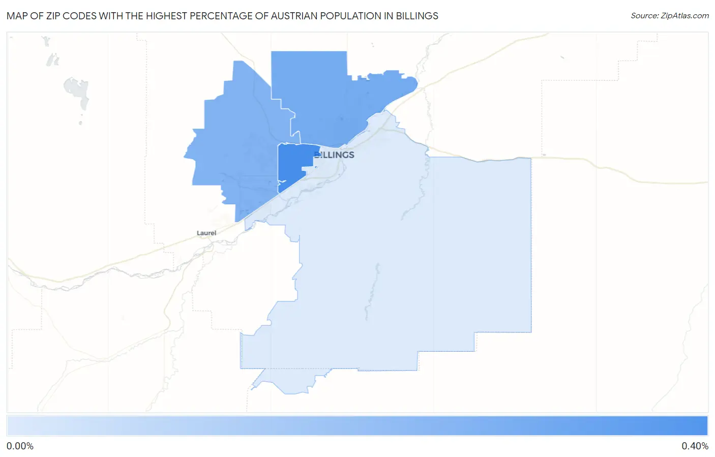 Zip Codes with the Highest Percentage of Austrian Population in Billings Map