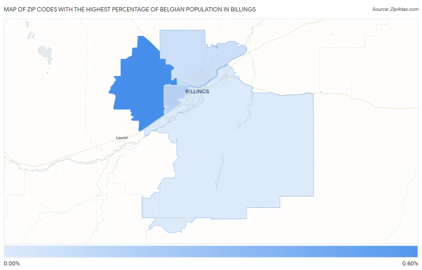 Zip Codes with the Highest Percentage of Belgian Population in Billings Map