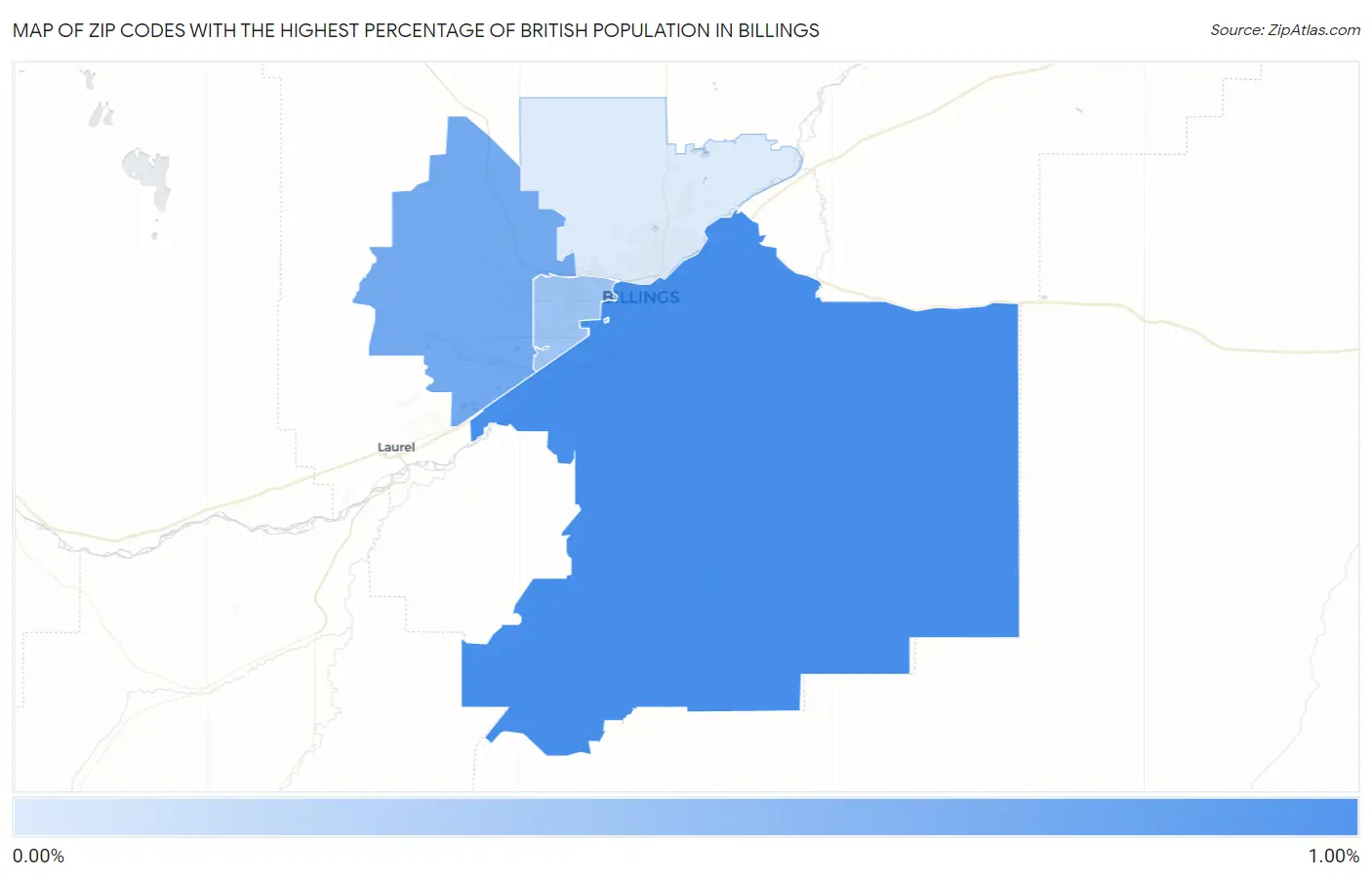 Zip Codes with the Highest Percentage of British Population in Billings Map