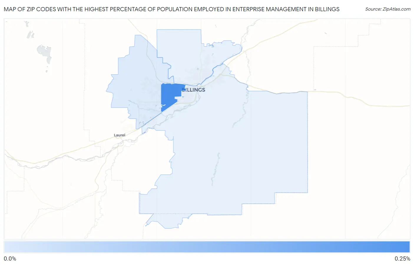 Zip Codes with the Highest Percentage of Population Employed in Enterprise Management in Billings Map