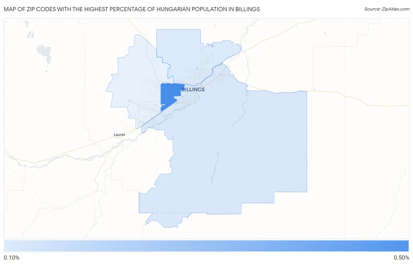 Zip Codes with the Highest Percentage of Hungarian Population in Billings Map