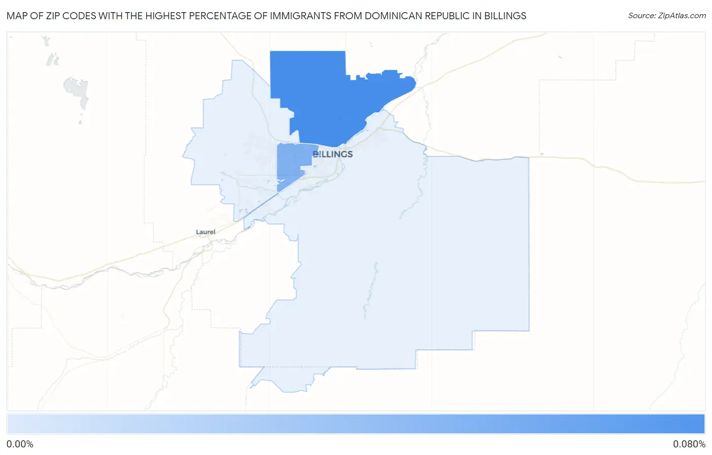 Zip Codes with the Highest Percentage of Immigrants from Dominican Republic in Billings Map