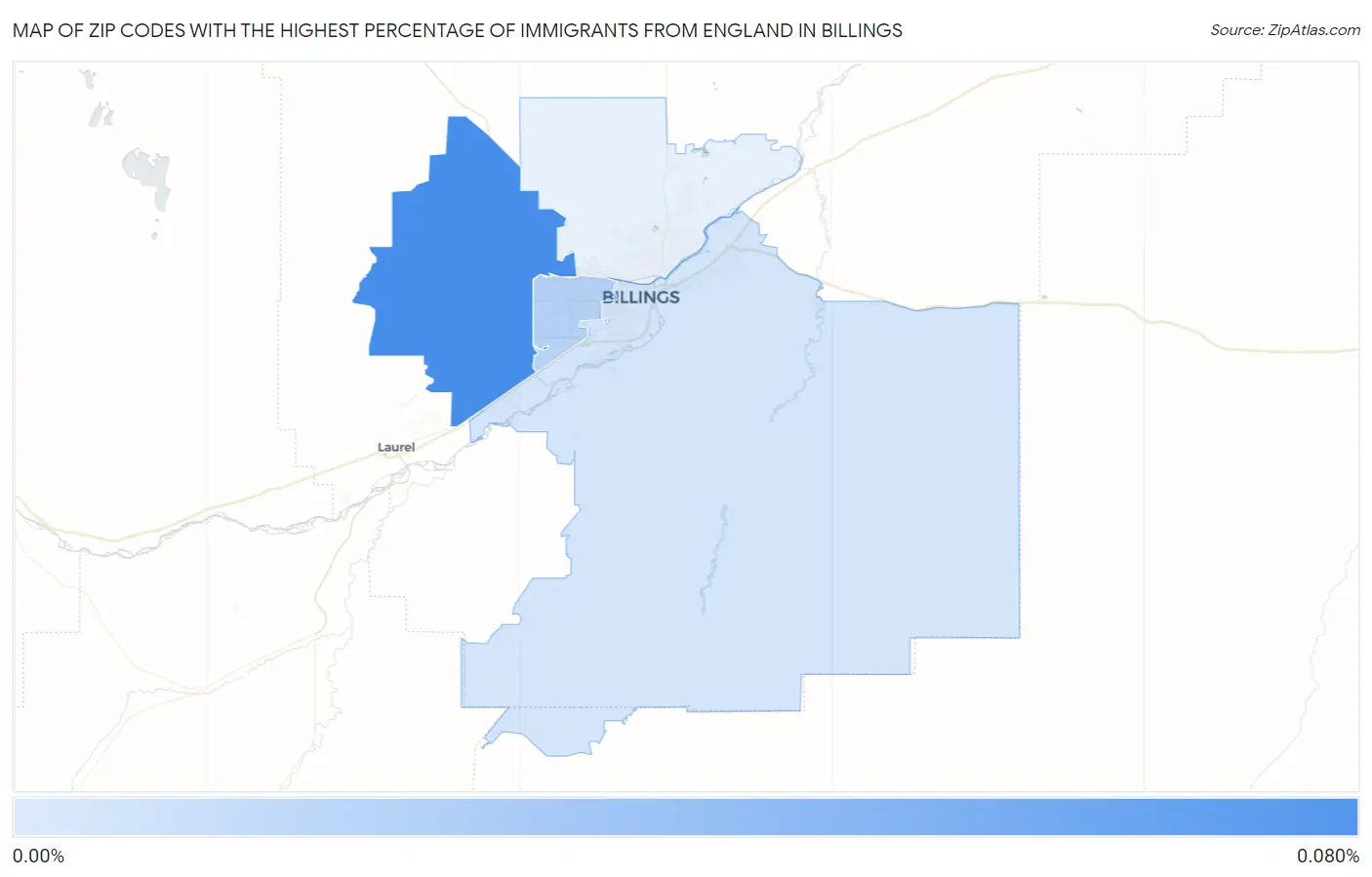 Zip Codes with the Highest Percentage of Immigrants from England in Billings Map