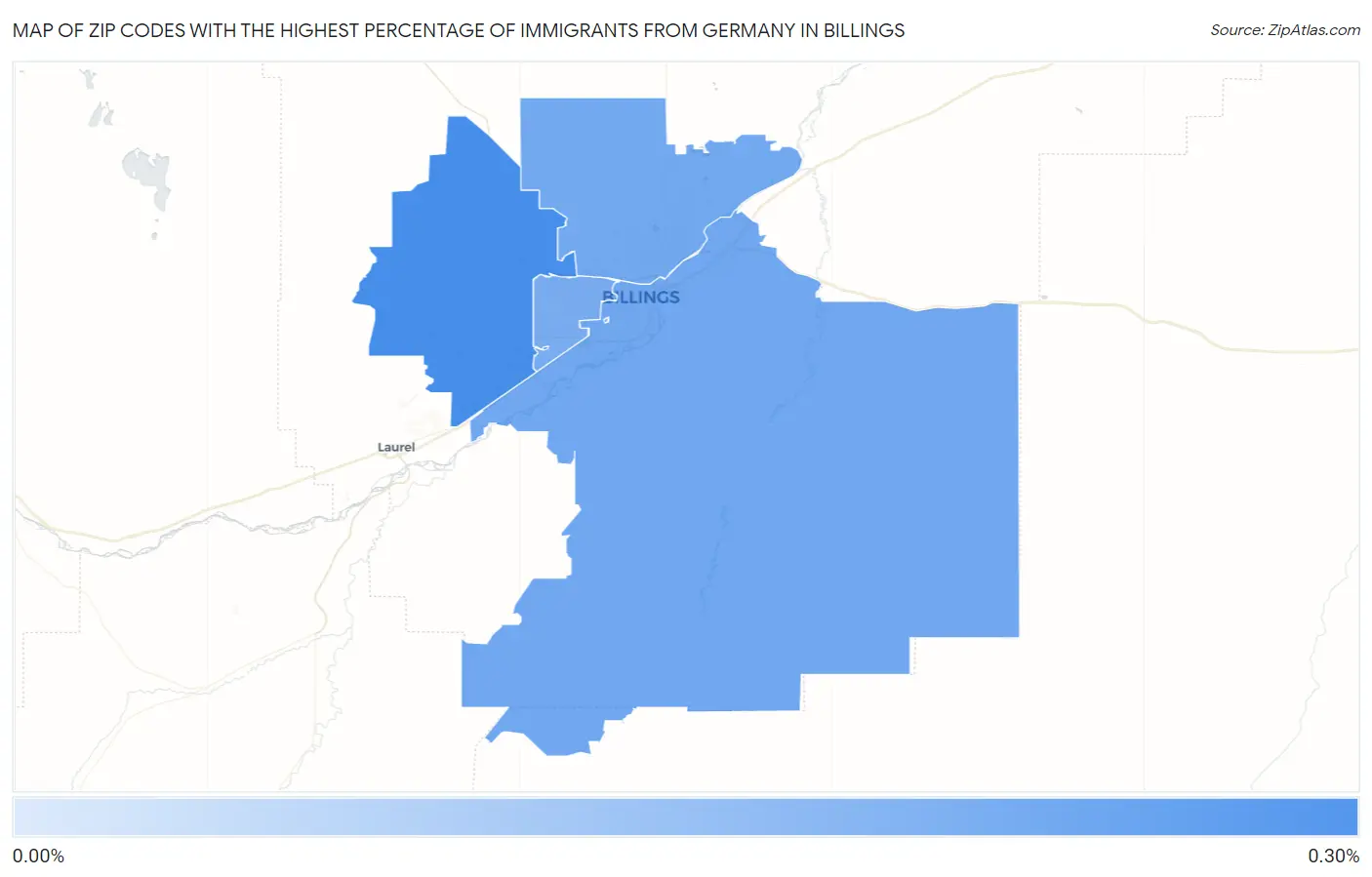 Zip Codes with the Highest Percentage of Immigrants from Germany in Billings Map