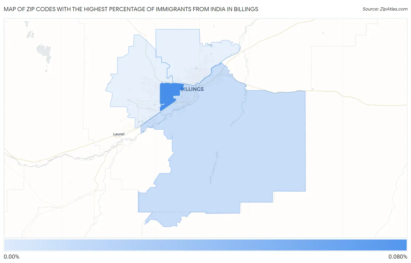 Zip Codes with the Highest Percentage of Immigrants from India in Billings Map