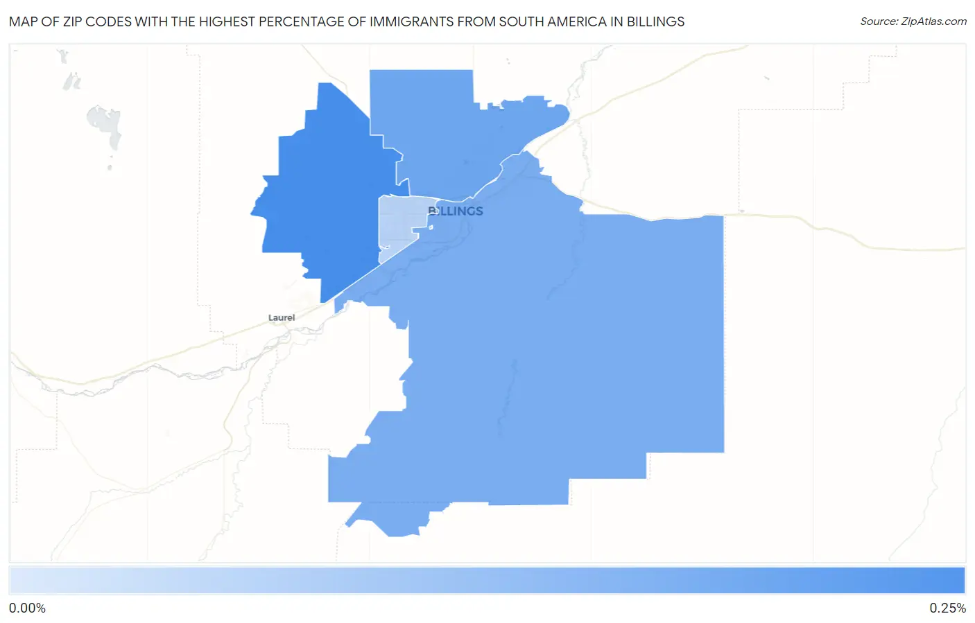 Zip Codes with the Highest Percentage of Immigrants from South America in Billings Map