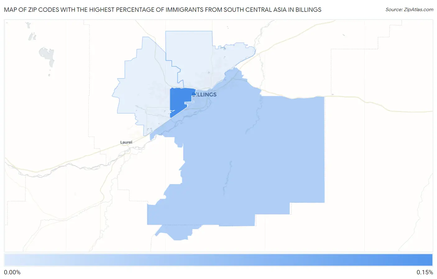 Zip Codes with the Highest Percentage of Immigrants from South Central Asia in Billings Map