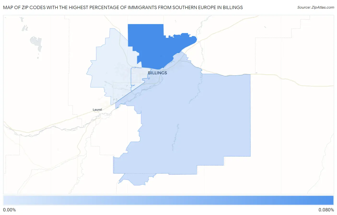 Zip Codes with the Highest Percentage of Immigrants from Southern Europe in Billings Map